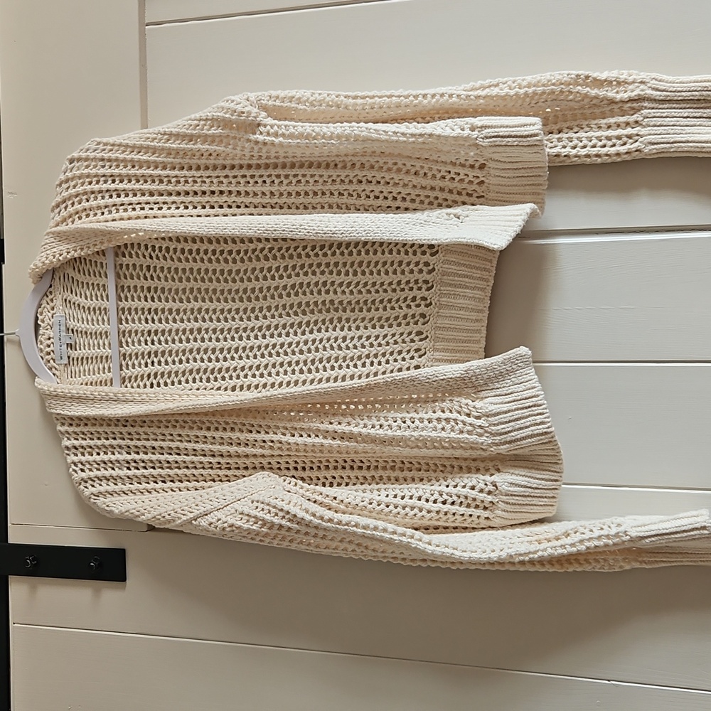 Open-Knit Cream Women's Cardigan Sweater - Picture 3 of 3